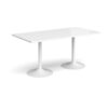 Genoa rectangular dining table with white trumpet base 1600mm x 800mm white - GDR1600-WH-WH