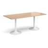 Genoa rectangular dining table with white trumpet base 1800mm x 800mm beech - GDR1800-WH-B