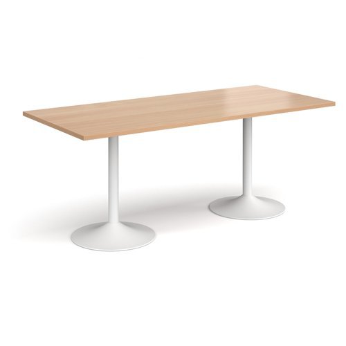 Genoa rectangular dining table with white trumpet base 1800mm x 800mm beech - GDR1800-WH-B