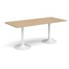 Genoa rectangular dining table with white trumpet base 1800mm x 800mm kendal oak - GDR1800-WH-KO
