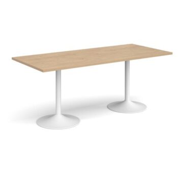Genoa rectangular dining table with white trumpet base 1800mm x 800mm kendal oak - GDR1800-WH-KO