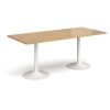 Genoa rectangular dining table with white trumpet base 1800mm x 800mm oak - GDR1800-WH-O