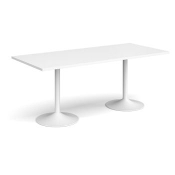 Genoa rectangular dining table with white trumpet base 1800mm x 800mm white - GDR1800-WH-WH