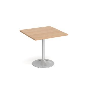 Genoa square dining table with silver trumpet base 800mm beech - GDS800-S-B