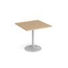 Genoa square dining table with silver trumpet base 800mm kendal oak - GDS800-S-KO