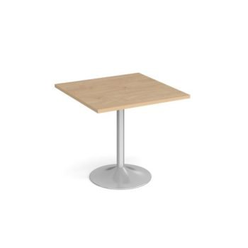 Genoa square dining table with silver trumpet base 800mm kendal oak - GDS800-S-KO