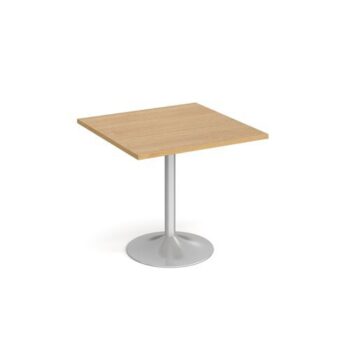 Genoa square dining table with silver trumpet base 800mm oak - GDS800-S-O