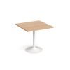 Genoa square dining table with white trumpet base 800mm beech - GDS800-WH-B