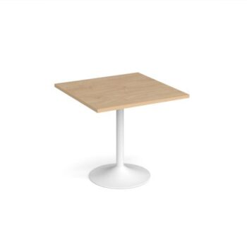 Genoa square dining table with white trumpet base 800mm kendal oak - GDS800-WH-KO