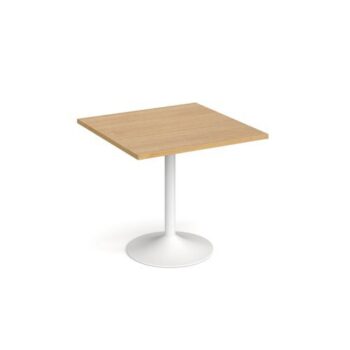 Genoa square dining table with white trumpet base 800mm oak - GDS800-WH-O