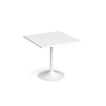 Genoa square dining table with white trumpet base 800mm white - GDS800-WH-WH