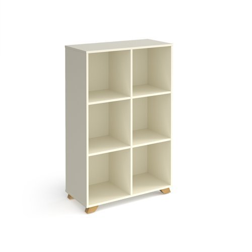 Giza cube storage unit 1370mm high with 6 open boxes and wooden legs white - GZCS3-2-WH
