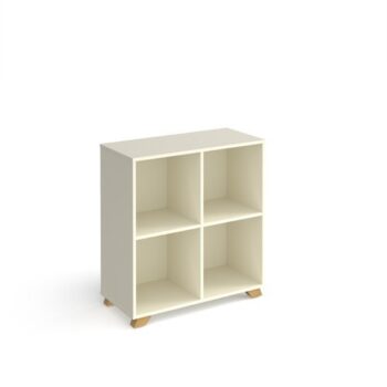 Giza cube storage unit 950mm high with 4 open boxes and wooden legs white - GZCS2-2-WH
