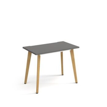Giza straight desk 1000mm x 600mm with wooden legs oak finish grey top - GZ610-OG