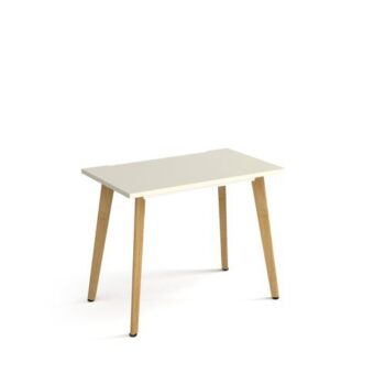 Giza straight desk 1000mm x 600mm with wooden legs oak finish white top - GZ610-WH