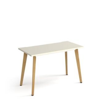 Giza straight desk 1200mm x 600mm with wooden legs oak finish white top - GZ612-WH