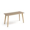 Giza straight desk 1400mm x 600mm with wooden legs oak finish oak top - GZ614-KO