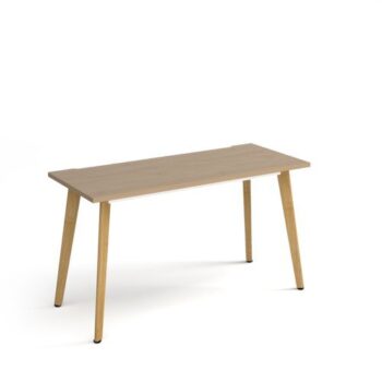 Giza straight desk 1400mm x 600mm with wooden legs oak finish oak top - GZ614-KO