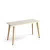 Giza straight desk 1400mm x 600mm with wooden legs oak finish white top - GZ614-WH