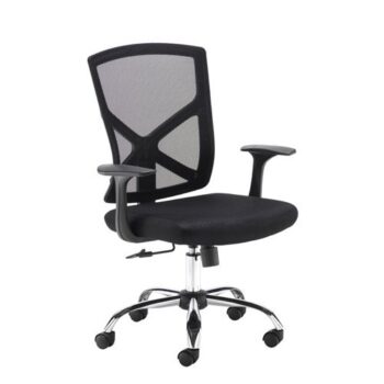 Hale black mesh back operator chair with black fabric seat and chrome base - HAL300T1-K