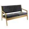 Hanna two seater sofa with wooden frame grey fabric - HAN02-G