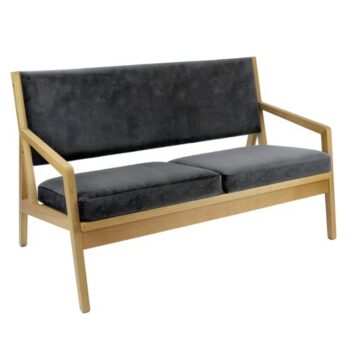 Hanna two seater sofa with wooden frame grey fabric - HAN02-G