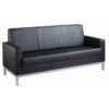Helsinki square back reception 3 seater chair 1880mm wide black leather faced - HEL50004