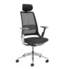 Holden mesh back operator chair with black fabric seat and headrest-Aluminium base and arms with black mesh back - HOL300T1-K