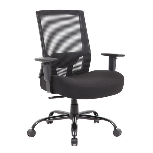 Isla bariatric operator chair with black fabric seat and mesh back - ISL300T1-K