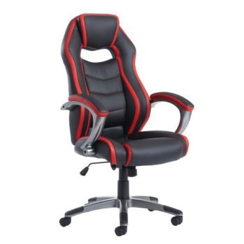 Jensen high back executive chair black and red faux leather - JEN300T1