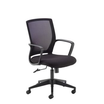 Jonas black mesh back operator chair with black fabric seat and black base - JNS300T1-K