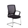 Jonas black mesh back visitors chair with black fabric seat and chrome cantilever frame - JNS100C1-K