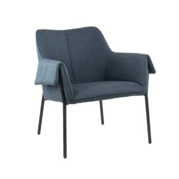 Liana lounge chair with black metal frame mid-blue - LIA01-MB