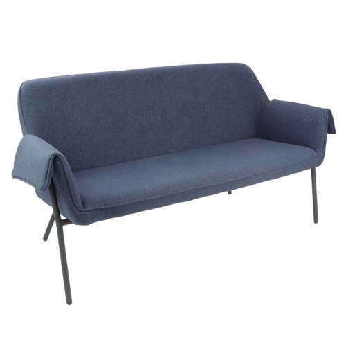 Liana two seater sofa with black metal frame mid-blue - LIA02-MB