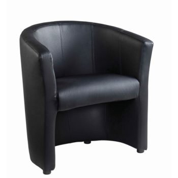 London reception single tub chair 670mm wide black faux leather - LON50001