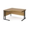 Maestro 25 left hand ergonomic desk 1400mm wide black cantilever leg frame oak top - MC14ELKO