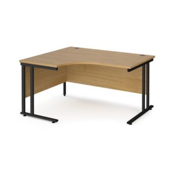 Maestro 25 left hand ergonomic desk 1400mm wide black cantilever leg frame oak top - MC14ELKO