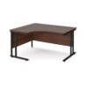 Maestro 25 left hand ergonomic desk 1400mm wide black cantilever leg frame walnut top - MC14ELKW