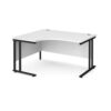 Maestro 25 left hand ergonomic desk 1400mm wide black cantilever leg frame white top - MC14ELKWH