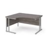 Maestro 25 left hand ergonomic desk 1400mm wide silver cantilever leg frame grey oak top - MC14ELSGO