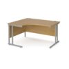 Maestro 25 left hand ergonomic desk 1400mm wide silver cantilever leg frame oak top - MC14ELSO