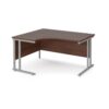 Maestro 25 left hand ergonomic desk 1400mm wide silver cantilever leg frame walnut top - MC14ELSW