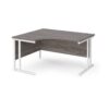 Maestro 25 left hand ergonomic desk 1400mm wide white cantilever leg frame grey oak top - MC14ELWHGO