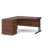 Maestro 25 left hand ergonomic desk 1400mm with black cantilever frame and desk high pedestal walnut - EBK14LW