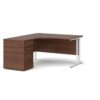 Maestro 25 left hand ergonomic desk 1400mm with white cantilever frame and desk high pedestal walnut - EBWH14LW