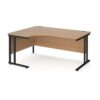 Maestro 25 left hand ergonomic desk 1600mm wide black cantilever leg frame beech top - MC16ELKB