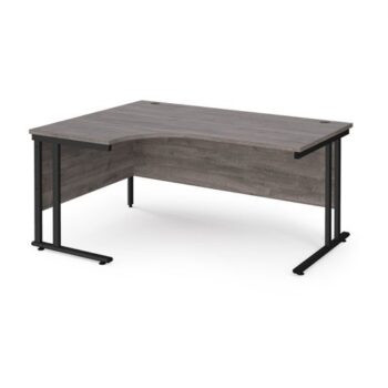 Maestro 25 left hand ergonomic desk 1600mm wide black cantilever leg frame grey oak top - MC16ELKGO