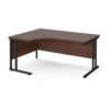 Maestro 25 left hand ergonomic desk 1600mm wide black cantilever leg frame walnut top - MC16ELKW