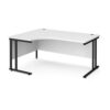 Maestro 25 left hand ergonomic desk 1600mm wide black cantilever leg frame white top - MC16ELKWH
