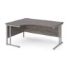 Maestro 25 left hand ergonomic desk 1600mm wide silver cantilever leg frame grey oak top - MC16ELSGO